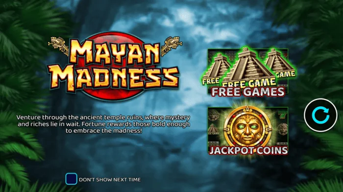 Mayan Madness - hovedmenu med Maya-tema